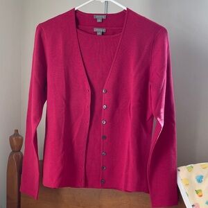 Ann Taylor Red Cardigan Sweater and Tank Set